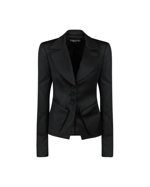 Tom Ford Jassen ,Zwart ,Wol Zwarte Wollen Tailored Blazer in het Black