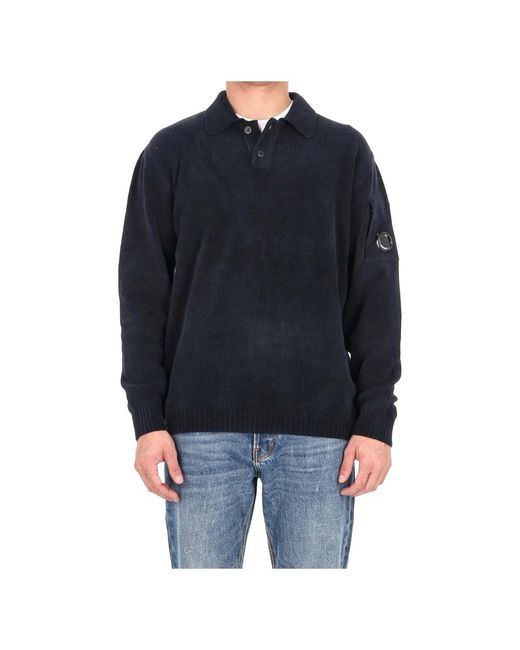 Round-Neck Knitwear di C P Company in Blue da Uomo