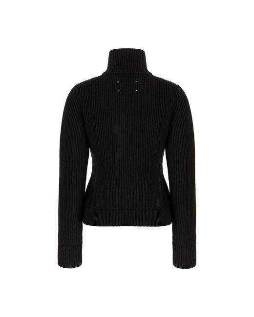 Maison Margiela Truien & Vesten ,Zwart ,Wol Wool Zipped Cardigan in het Black