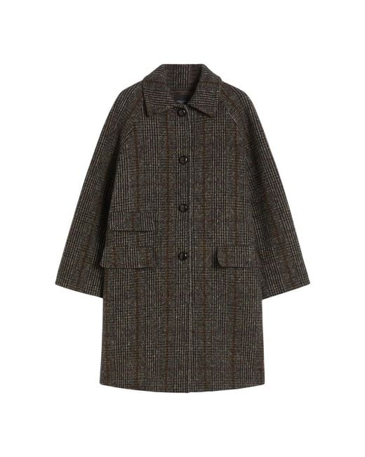 Weekend by Maxmara Tweed Wollen Jas Prince Of Wales in het Gray
