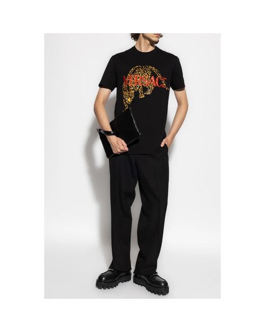 Versace T-Shirt Met Glinsterende Applicaties in het Black voor heren