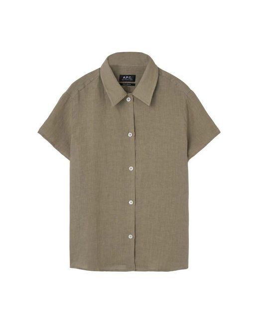 A.P.C. Green Kurzarm Hemd