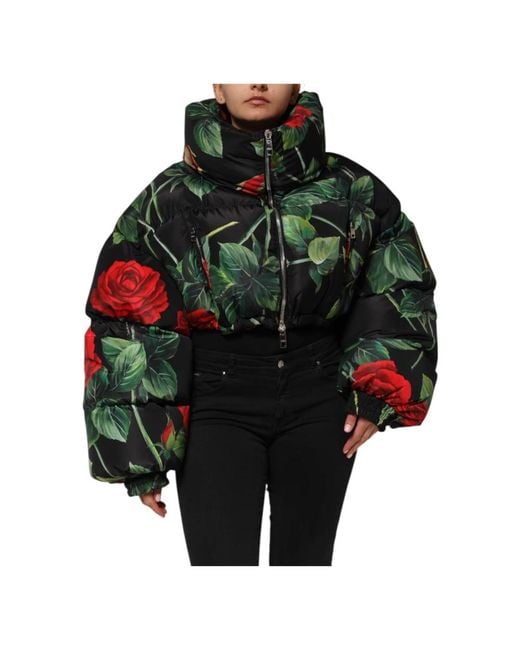 Dolce & Gabbana Bloemen Puffer Jas in het Green