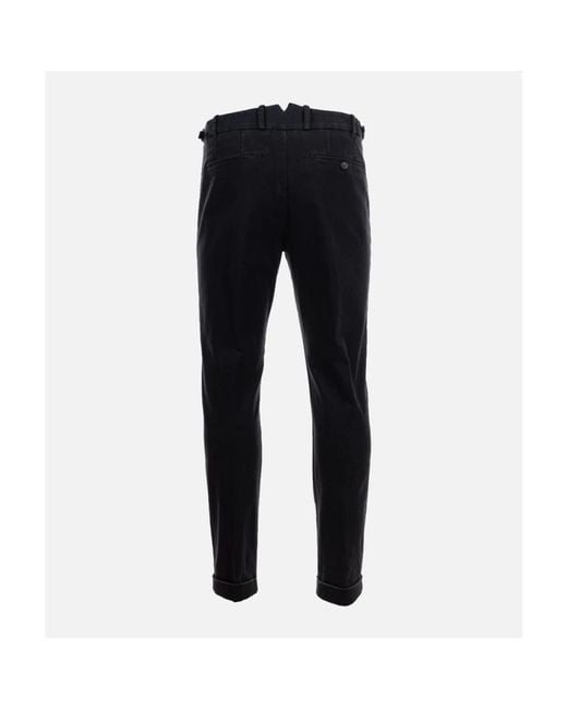 BERWICK 1707 Black Slim-Fit Trousers for men