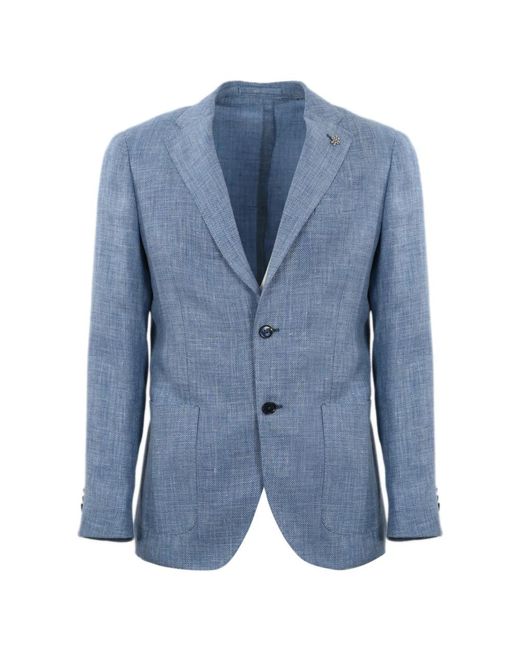Lubiam Blauer v-ausschnitt blazer jacke in Blue für Herren