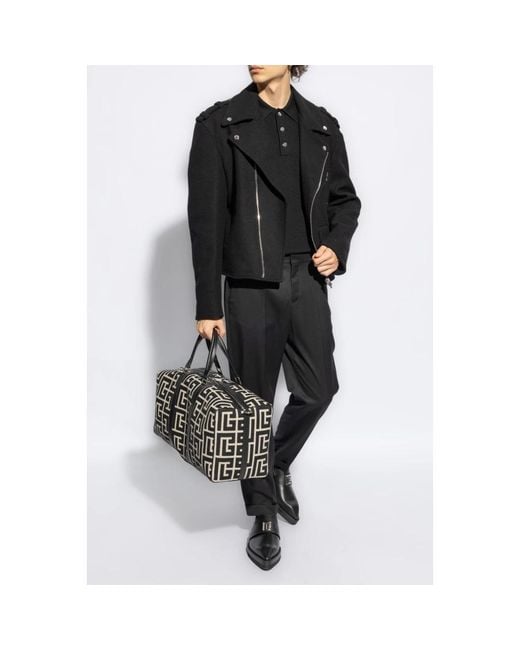 Chaqueta biker con efecto cepillado Balmain de hombre de color Black