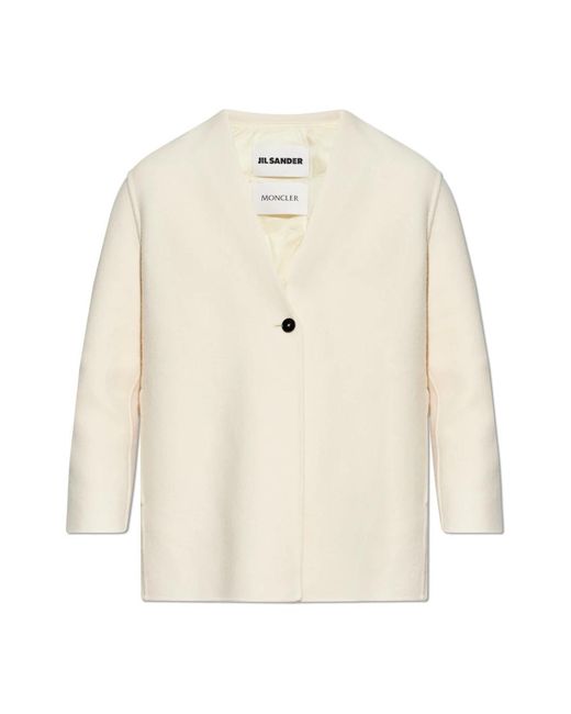 Moncler Single-Breasted Coats in het White