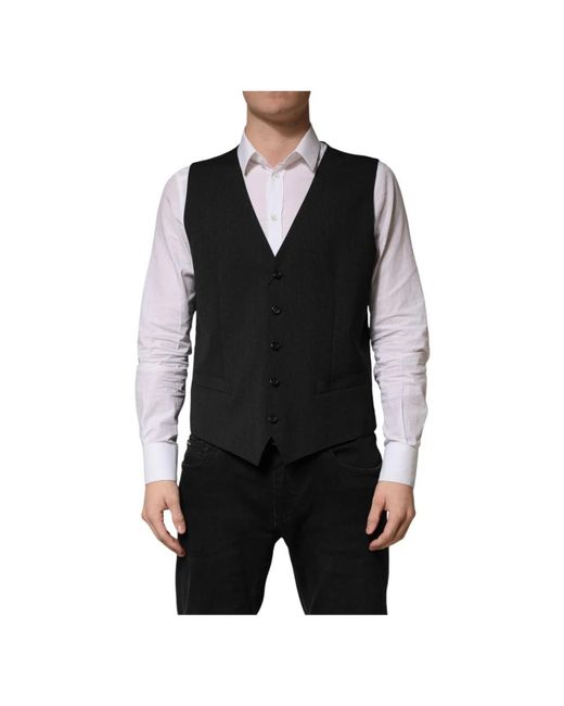 Dolce & Gabbana Black Suit Vests for men