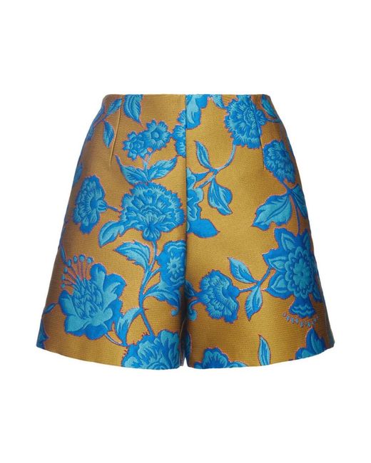 LaDoubleJ Korte Broeken ,Blauw ,Polyester Shimmery Jacquard Shorts in het Blue