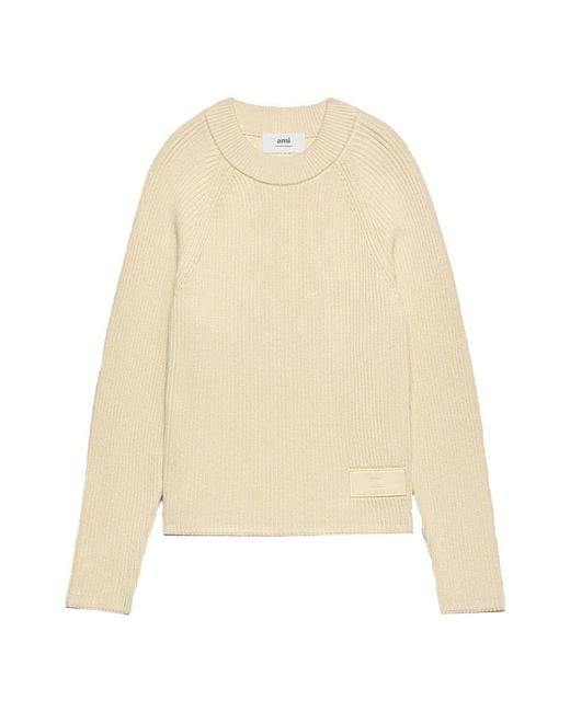 AMI Natural Round-Neck Knitwear for men