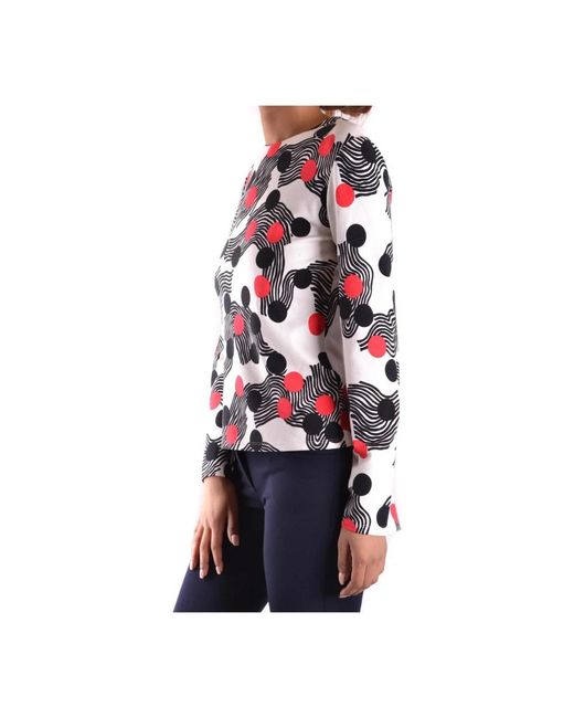 MSGM Tops ,Wit ,Geometric Top Met Lange Mouwen in het Blue