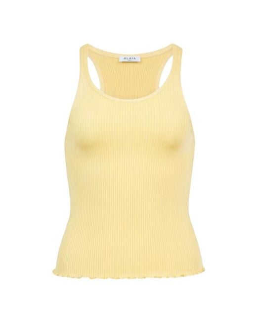 Alaïa Mouwloze Top in het Yellow
