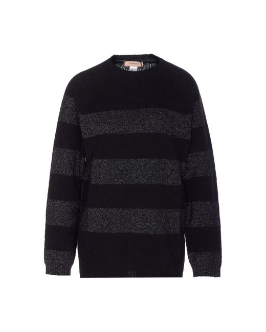 Twinset Blue Round-Neck Knitwear