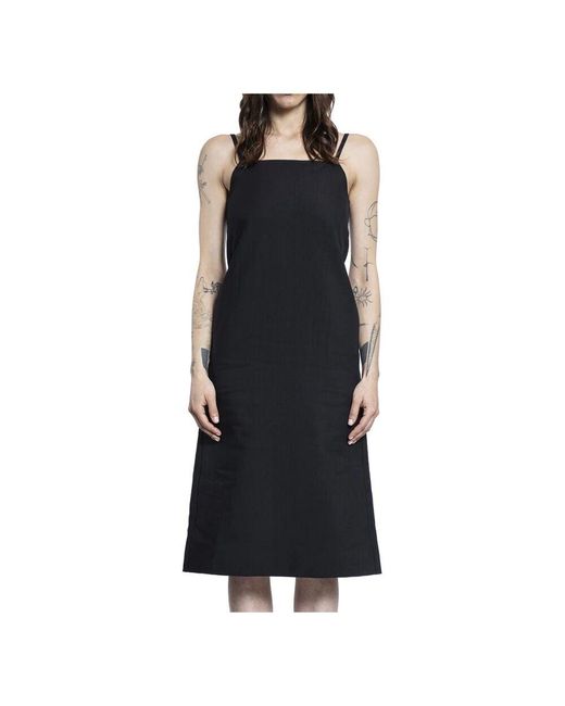Studio Nicholson Black Schwarzes Slipkleid Mit Eckigem Ausschnitt