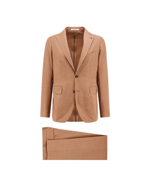 Tagliatore Brown Single Breasted Suits for men