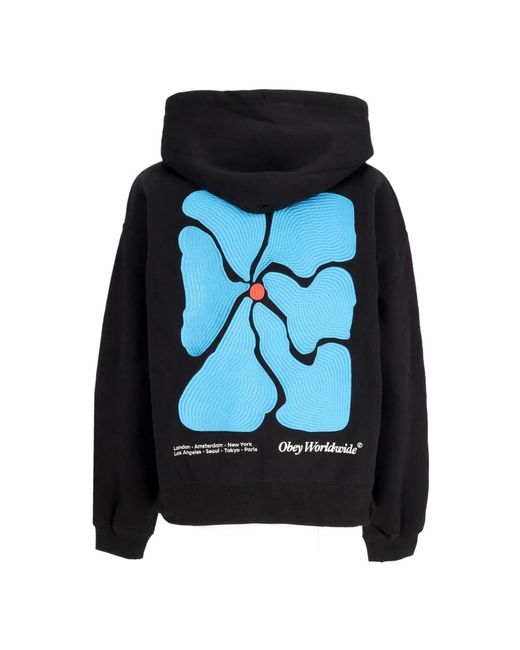 Obey Black Schwarzer Zip-Hoodie Fleece-Sweatshirt