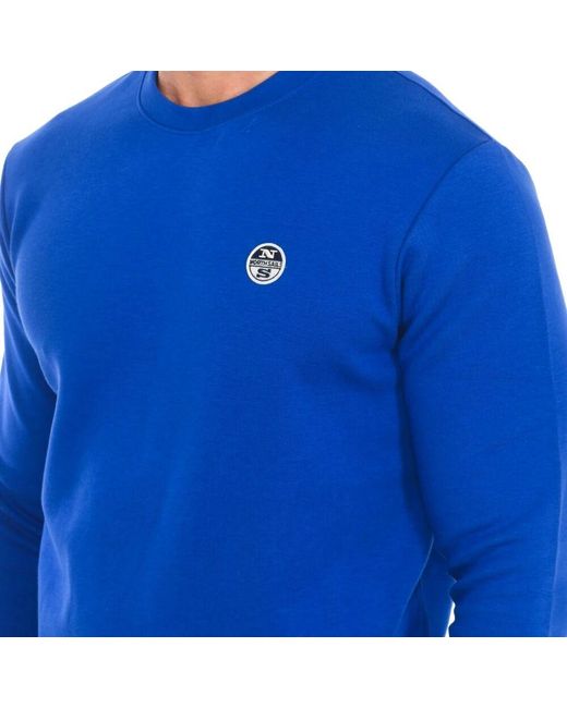 North Sails Gerippter Rundhalsausschnitt Pullover in Blue für Herren