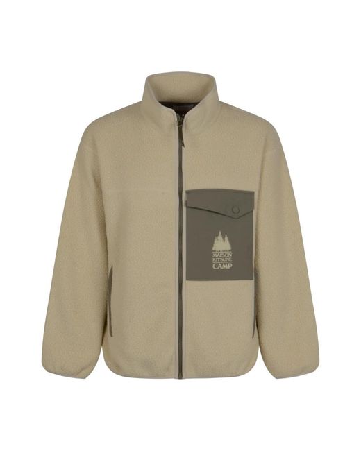 Maison Kitsuné Hoodies & Sweatvesten ,Polyester Casual Fleece Jacket in het Green voor heren