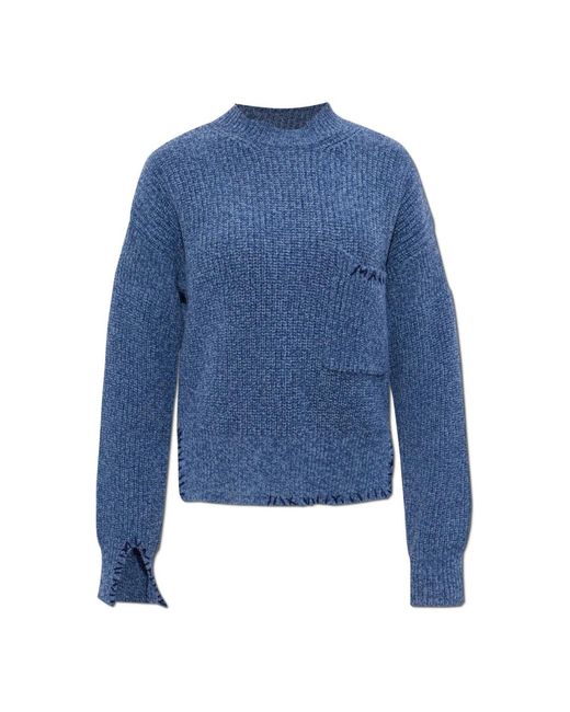 Marni Truien & Vesten ,Blauw ,Wol Wollen Coltrui in het Blue