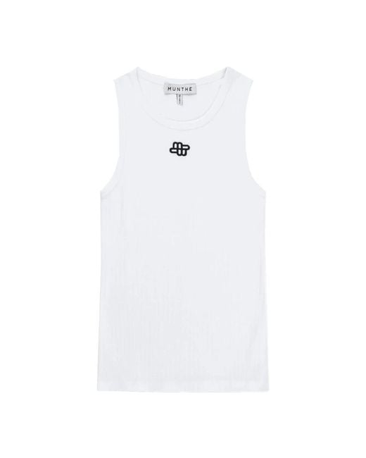 Munthe White Top mit gesticktem logodetail