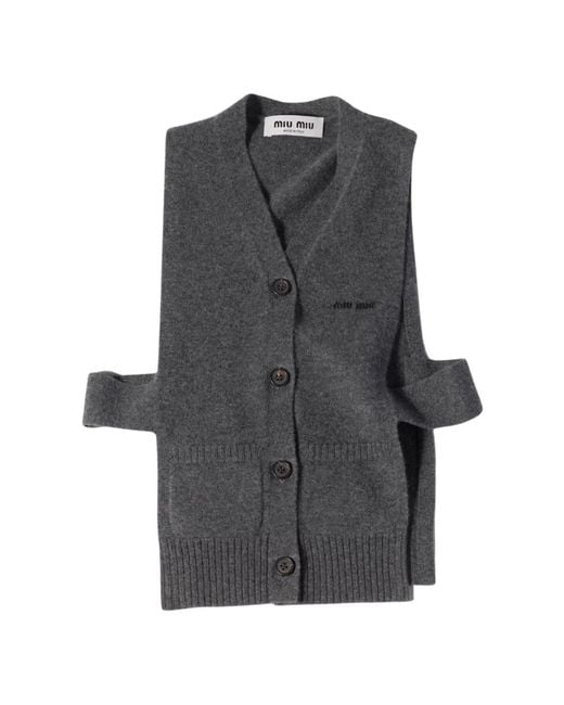 Miu Miu Gray Cashmere Knitwear