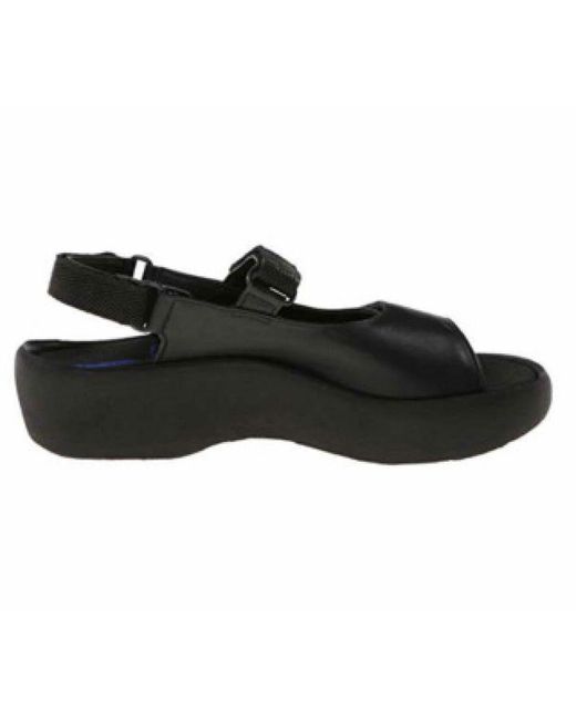 Wolky Black Schwarze Erwachsenensandalen Mit Keilabsatz