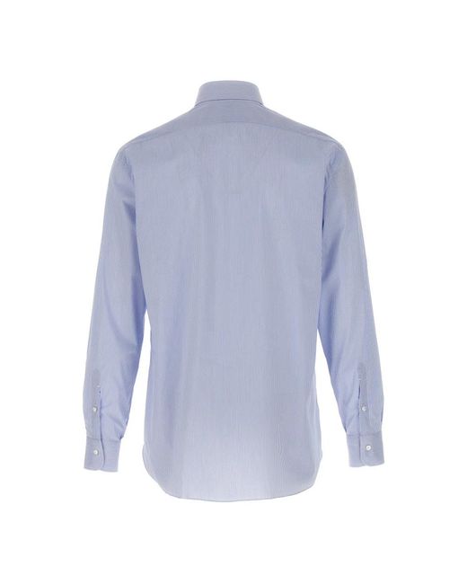 Barba Napoli Blue Formal Shirts for men