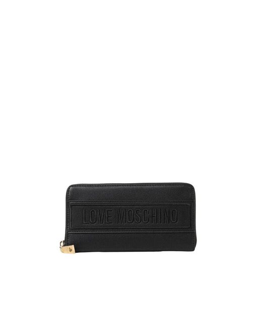 Love Moschino Black Geldbörse Mit Geprägtem Logo Und Reißverschluss