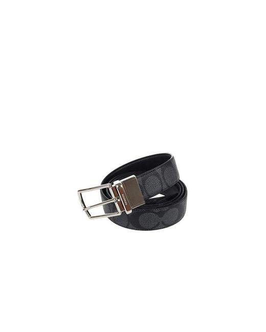 COACH Signature Mod Plaque Harness Cut To Size Reversible Belt in het Black voor heren