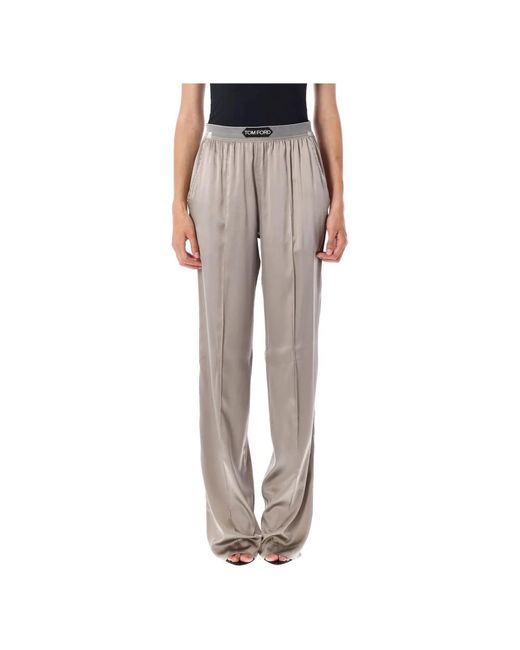 Tom Ford Gray Luxuriöse Seidensatin-Pyjamahose