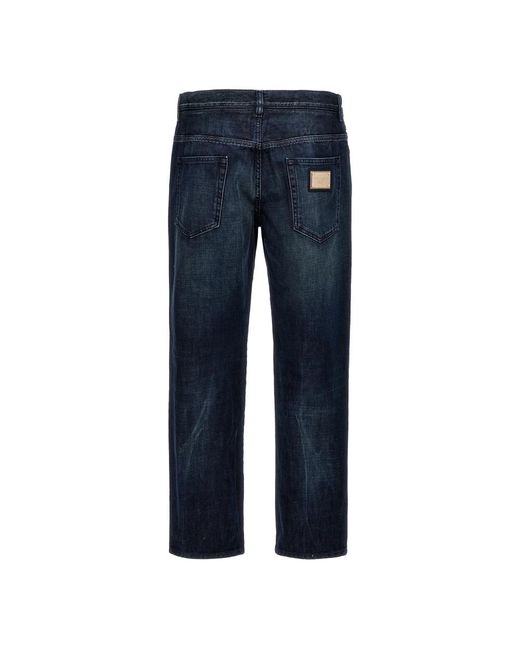 Dolce & Gabbana Blue Straight Fit Jeans for men