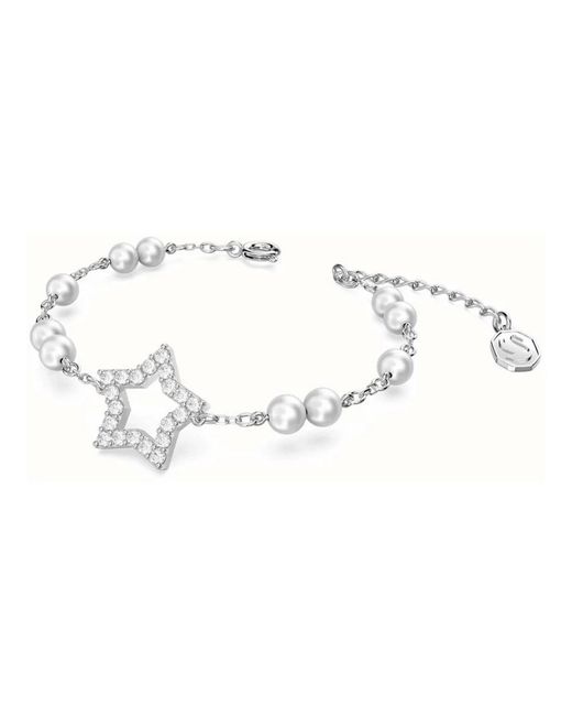 Swarovski Accessoires ,Grijs ,Kristallen Parel Armband in het Metallic
