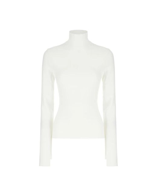 Courreges White Interlock Mockneck Pullover