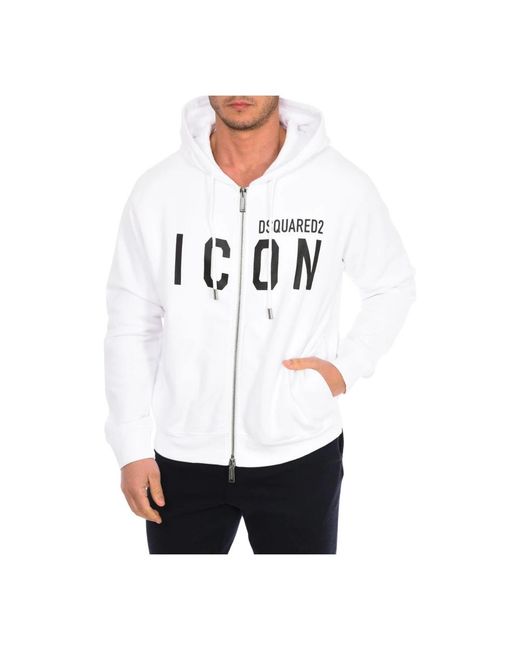 DSquared² White Zip-Up Hoodie S79Hg0002-S25042 for men