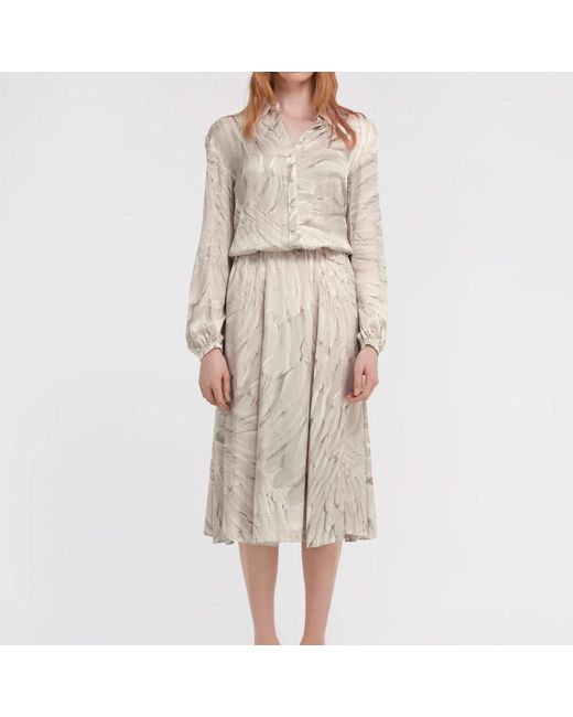 Roberto Cavalli Kleedjes ,Wit ,Ijsveren Print Midi Jurk in het Natural