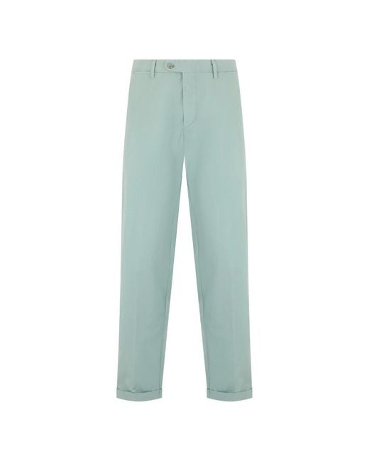 Fedeli Blue Cropped Trousers for men