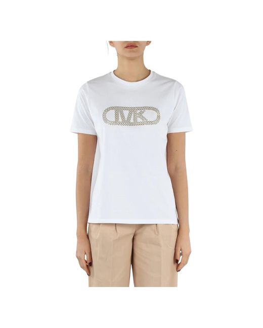 Michael Kors White Bio-baumwoll-t-shirt mit metall-details