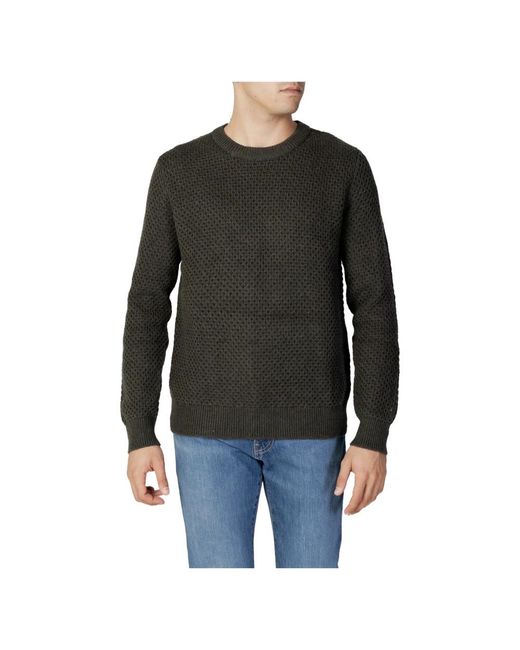 SELECTED Black Round-Neck Knitwear for men