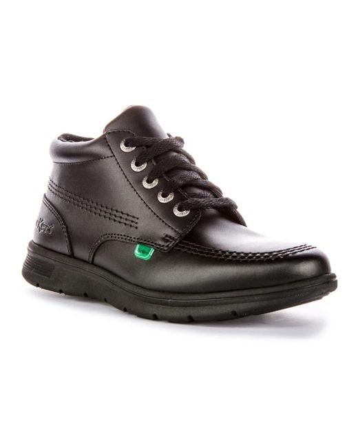 Kickers Black Lace-Up Leather Sneakers