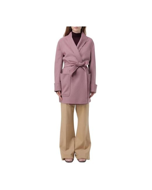 Max Mara Belted Coats in het Purple
