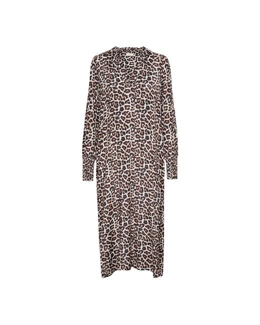 Kaffe Kleedjes ,Veelkleurig ,Veren Grijs Leo Print Jurk Kadrylia in het Multicolor