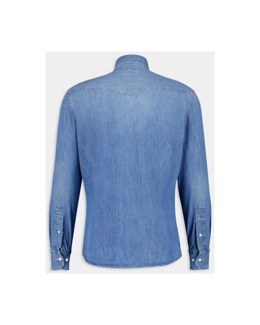 Brunello Cucinelli Blue Denim Shirts for men