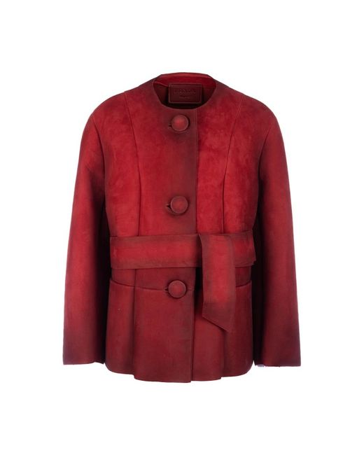 Prada Red Belted Coats