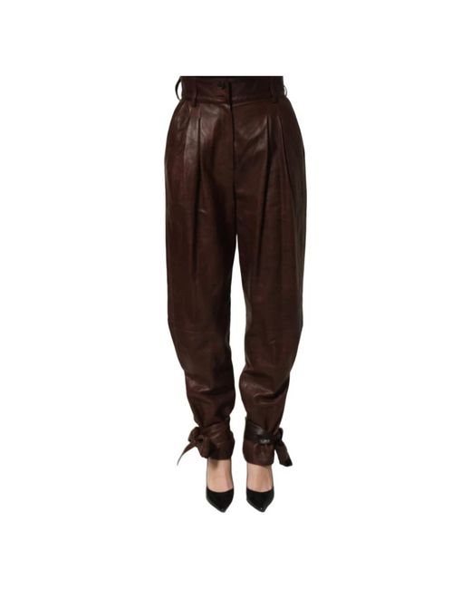 Dolce & Gabbana Brown Leather Trousers