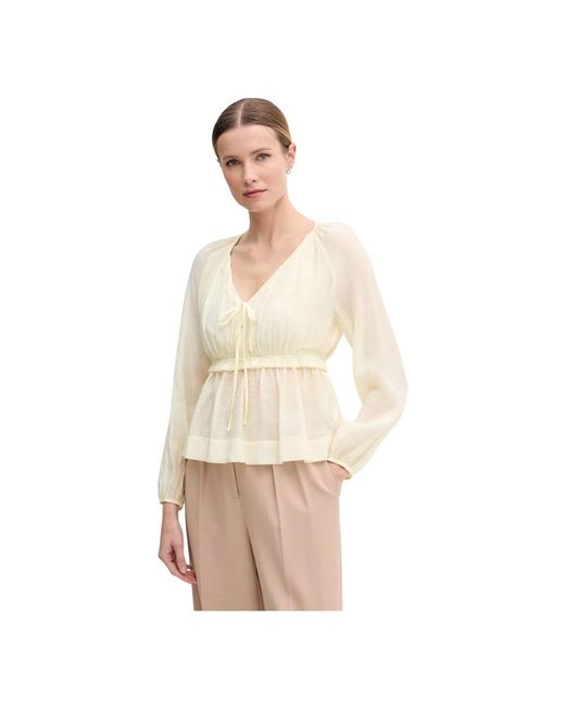GAUDI Tie V-Neck Blouse in het Natural