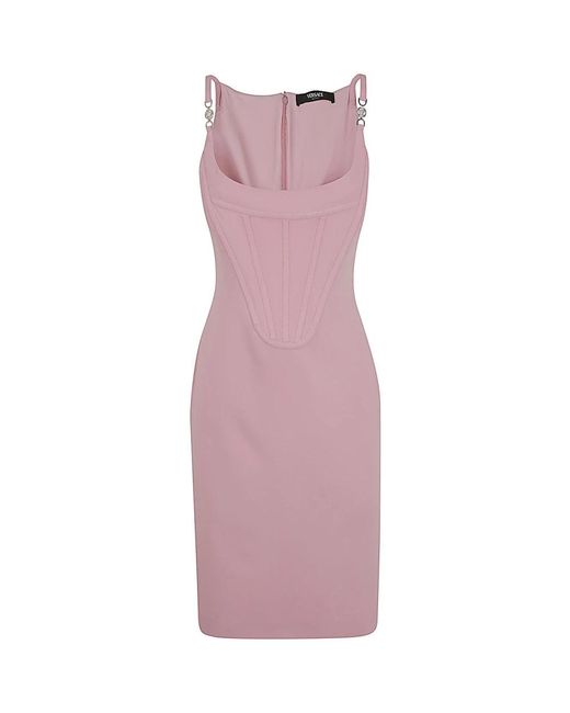 Versace Pink Cocktail Dress Enver Satin Fabric