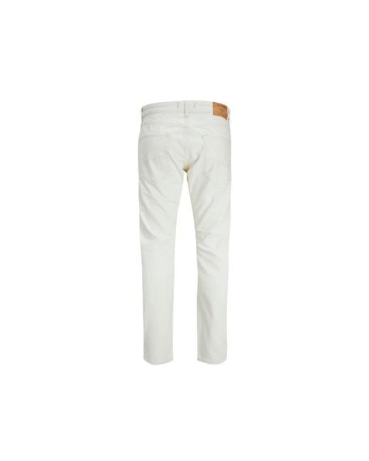 Jack & Jones White Slim-Fit Trousers for men