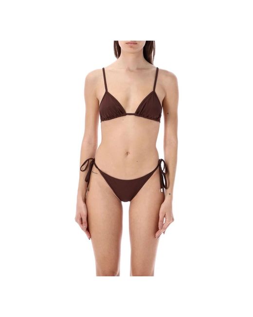 Bikini marrone scuro a coste abbigliamento da mare di The Attico in Brown