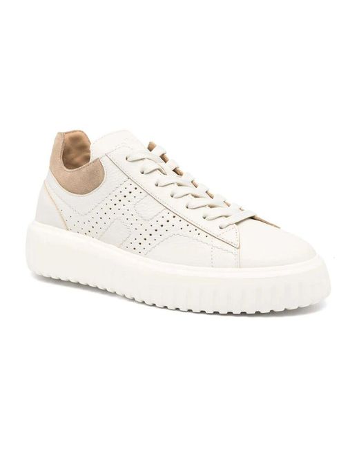 Sneakers bianche in pelle con inserto in camoscio blu di Hogan in White da Uomo
