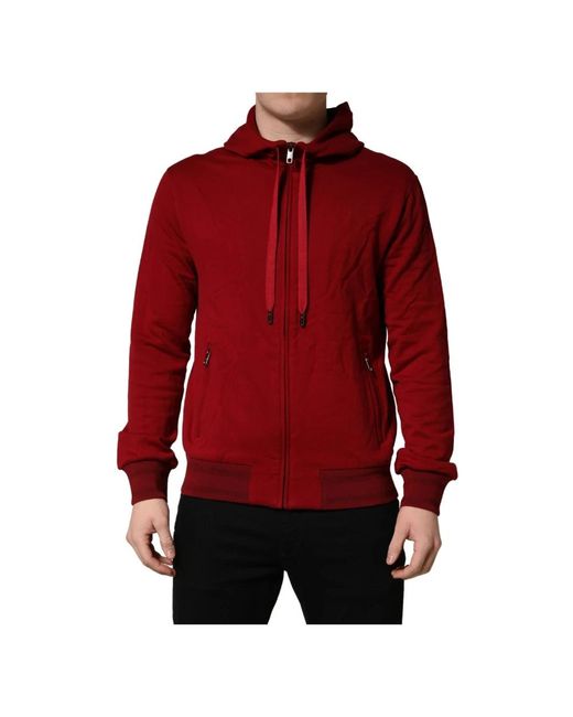 Dolce & Gabbana Red Zip-Throughs for men